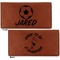 Soccer Leather Checkbook Holder Front and Back