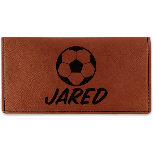 Custom Soccer Leatherette Checkbook Holder - Single Sided (Personalized)