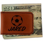 Soccer Leatherette Magnetic Money Clip - Single Sided (Personalized)