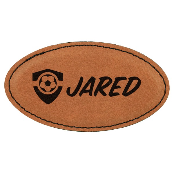 Custom Soccer Leatherette Oval Name Badge with Magnet (Personalized)