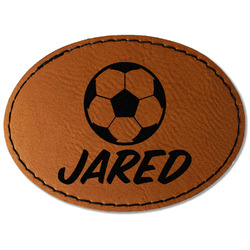 Soccer Faux Leather Iron On Patch - Oval (Personalized)