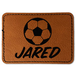 Soccer Faux Leather Iron On Patch - Rectangle (Personalized)