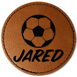Soccer Faux Leather Iron On Patch - Round (Personalized)
