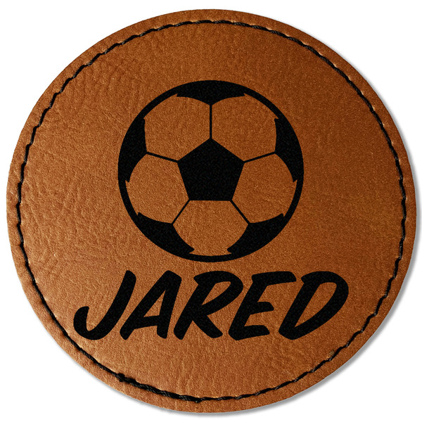 Custom Soccer Faux Leather Iron On Patch - Round (Personalized)