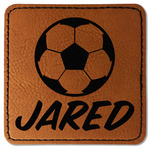 Soccer Faux Leather Iron On Patch - Square (Personalized)