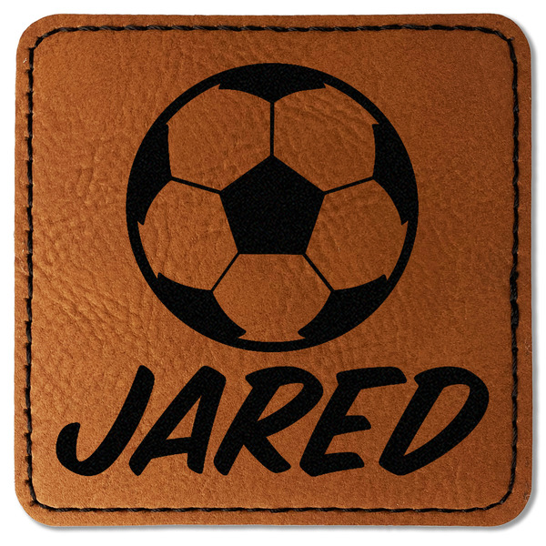 Custom Soccer Faux Leather Iron On Patch - Square (Personalized)