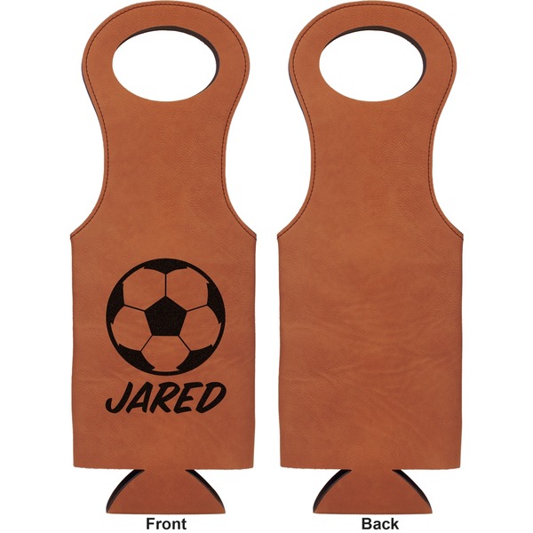 Soccer Leatherette Wine Tote Single Sided - Front and Back