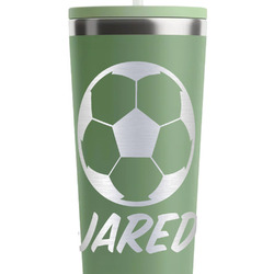 Soccer RTIC Everyday Tumbler with Straw - 28oz - Light Green - Double-Sided (Personalized)