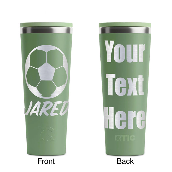 Soccer Light Green RTIC Everyday Tumbler - 28 oz. - Front and Back