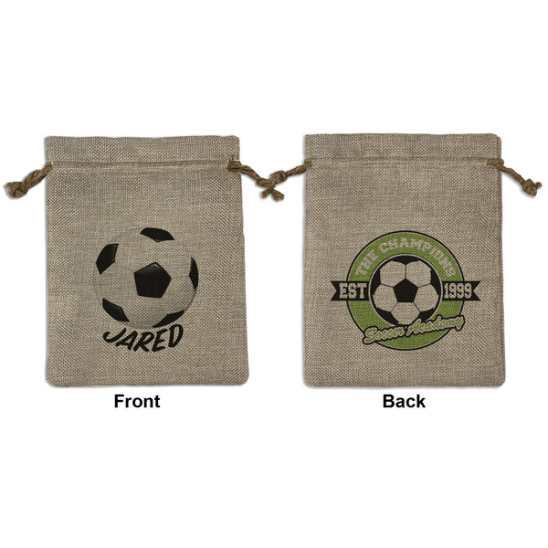Custom Soccer Medium Burlap Gift Bag - Front & Back (Personalized)