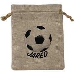 Soccer Medium Burlap Gift Bag - Front (Personalized)