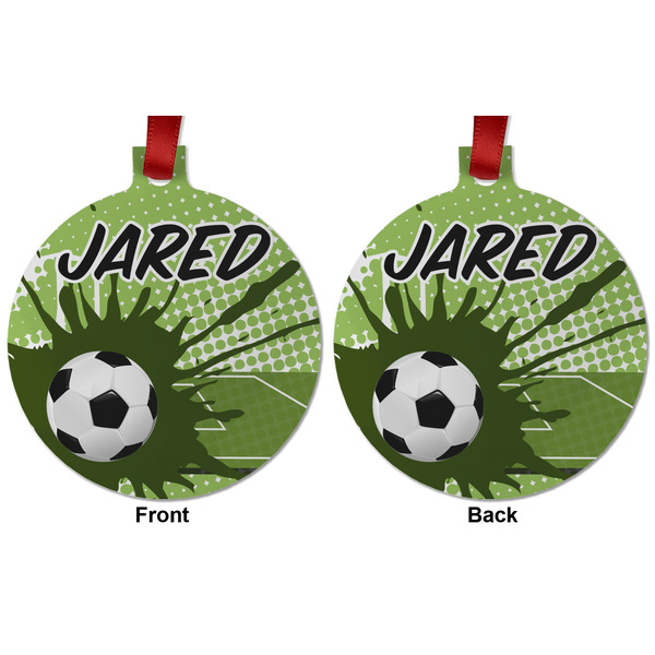 Soccer Metal Ball Ornament - Front and Back