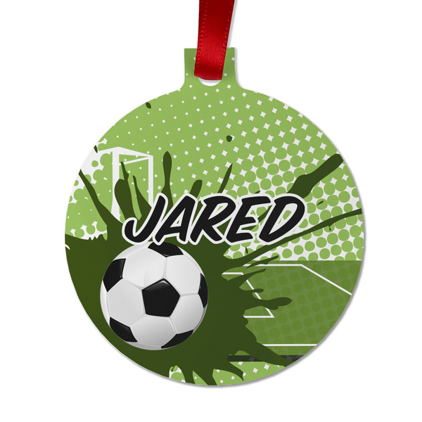 Custom Soccer Metal Ball Ornament - Double Sided w/ Name or Text