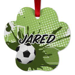 Soccer Metal Paw Ornament - Double Sided w/ Name or Text