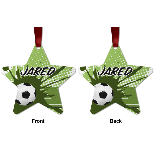 Soccer Metal Star Ornament - Front and Back
