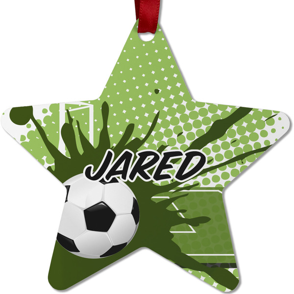 Custom Soccer Metal Star Ornament - Double Sided w/ Name or Text