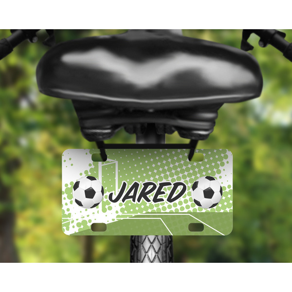 Soccer Mini License Plate on Bicycle