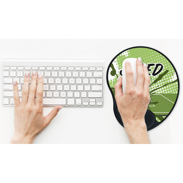 Soccer Mouse Pad with Wrist Rest - LIFESYTLE 2 (in use)