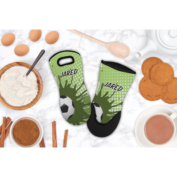 Soccer Neoprene Oven Mitt - Lifestyle Image