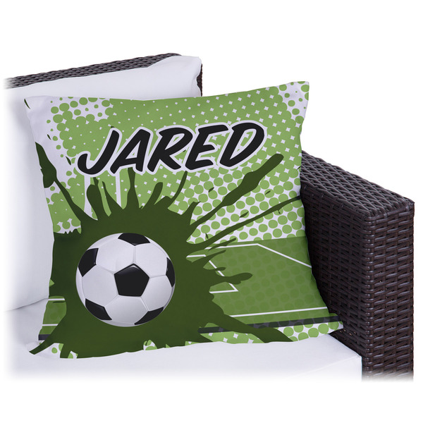 Custom Soccer Outdoor Pillow - 16" (Personalized)