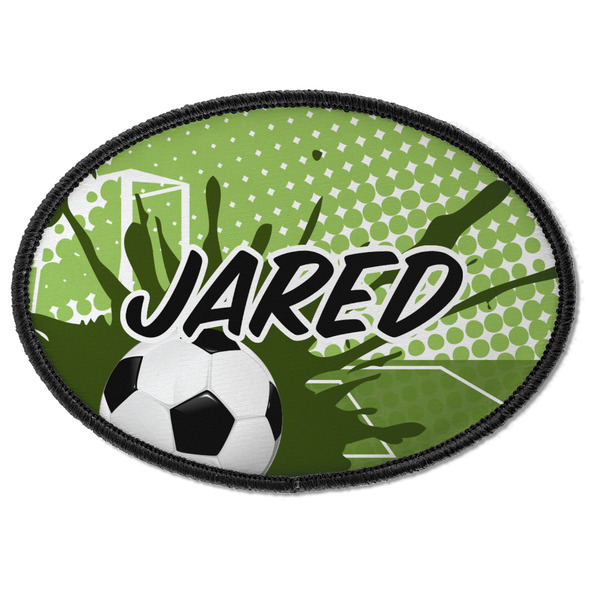Custom Soccer Iron On Oval Patch w/ Name or Text