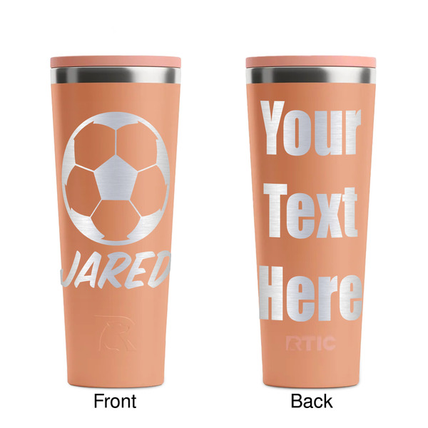Soccer Peach RTIC Everyday Tumbler - 28 oz. - Front and Back
