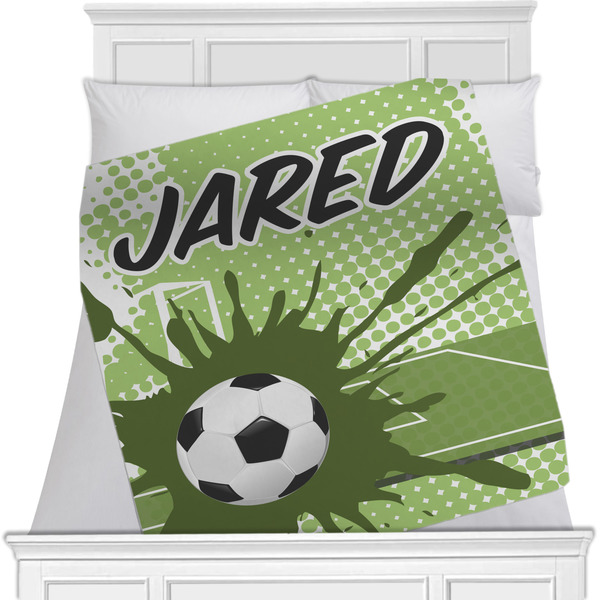Custom Soccer Minky Blanket - Toddler / Throw - 60"x50" - Double Sided (Personalized)