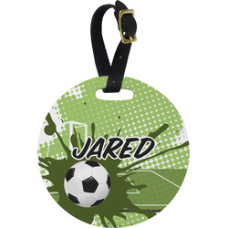 Soccer Plastic Luggage Tag - Round (Personalized)
