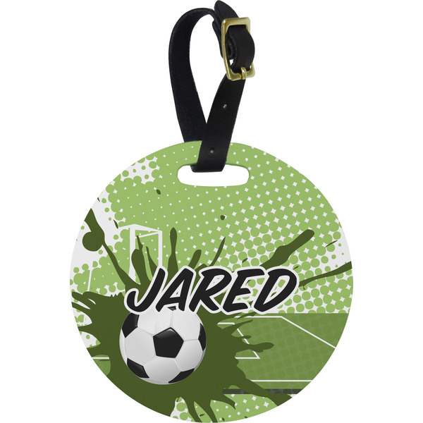 Custom Soccer Plastic Luggage Tag - Round (Personalized)