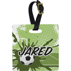 Soccer Plastic Luggage Tag - Square w/ Name or Text