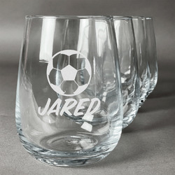 Soccer Stemless Wine Glasses (Set of 4) (Personalized)