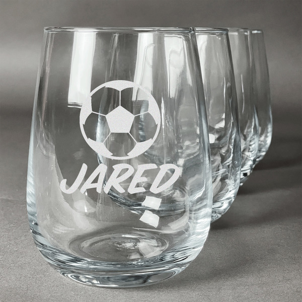 Custom Soccer Stemless Wine Glasses (Set of 4) (Personalized)