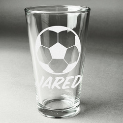Soccer Pint Glass - Engraved (Single) (Personalized)