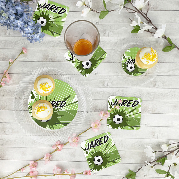 Soccer Plastic Party Appetizer & Dessert Plates - In Context