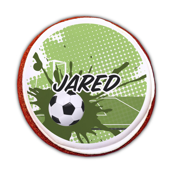 Soccer Printed Icing Circle - Medium - On Cookie