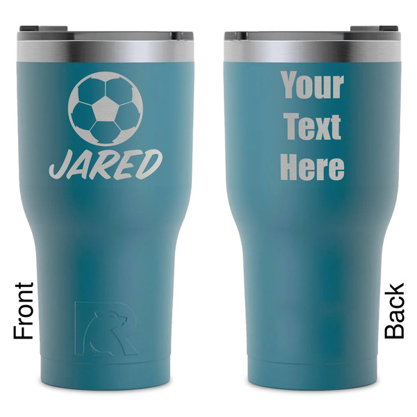 Custom Soccer RTIC Tumbler - Dark Teal - Laser Engraved - Double-Sided (Personalized)