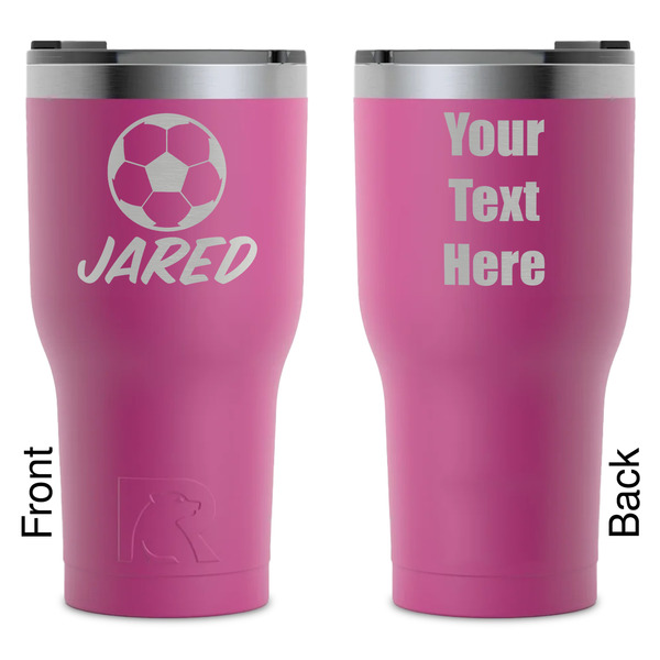 Custom Soccer RTIC Tumbler - Magenta - Laser Engraved - Double-Sided (Personalized)