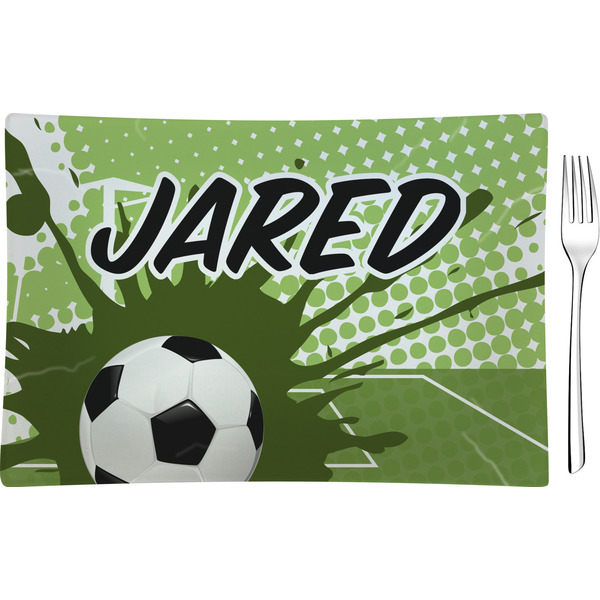 Custom Soccer Rectangular Glass Appetizer / Dessert Plate - Single or Set (Personalized)