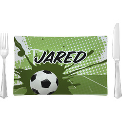 Soccer Rectangular Glass Lunch / Dinner Plate - Single or Set (Personalized)