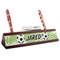 Soccer Red Mahogany Nameplates with Business Card Holder - Angle