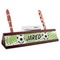 Soccer Red Mahogany Nameplate with Business Card Holder (Personalized)