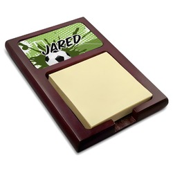 Soccer Red Mahogany Sticky Note Holder (Personalized)