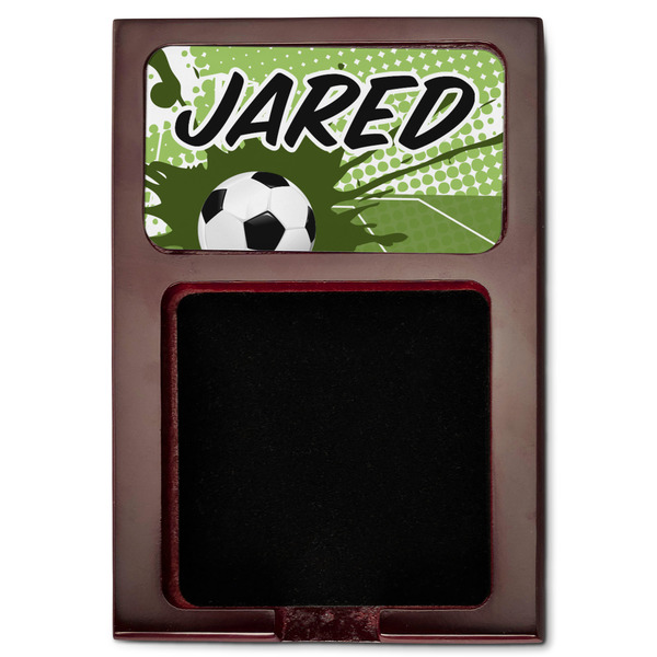 Soccer Red Mahogany Sticky Note Holder - Flat