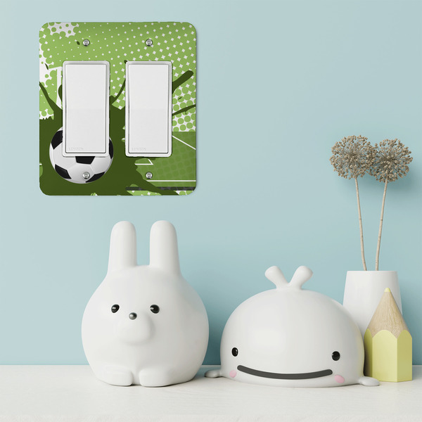 Soccer Rocker Light Switch Covers - Double - IN CONTEXT