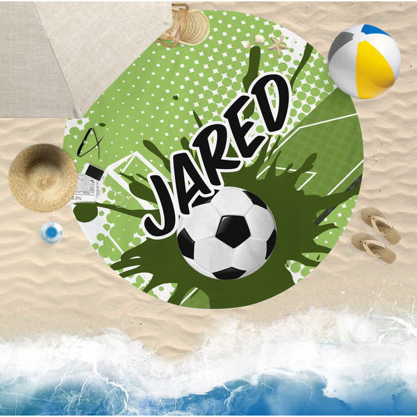 Soccer Round Beach Towel Lifestyle