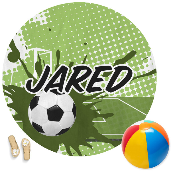 Custom Soccer Round Beach Towel (Personalized)