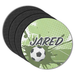 Soccer Round Rubber Backed Coasters - Set of 4 (Personalized)