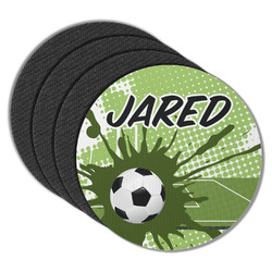 Soccer Round Rubber Backed Coasters - Set of 4 (Personalized)
