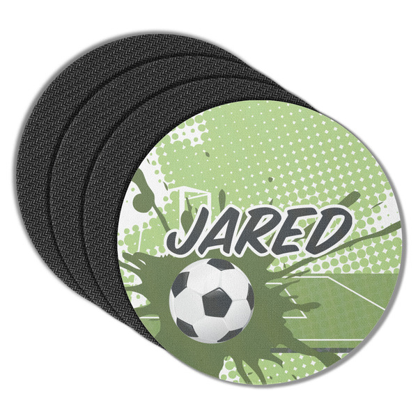 Custom Soccer Round Rubber Backed Coasters - Set of 4 (Personalized)