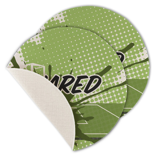 Custom Soccer Round Linen Placemat - Single Sided - Set of 4 (Personalized)
